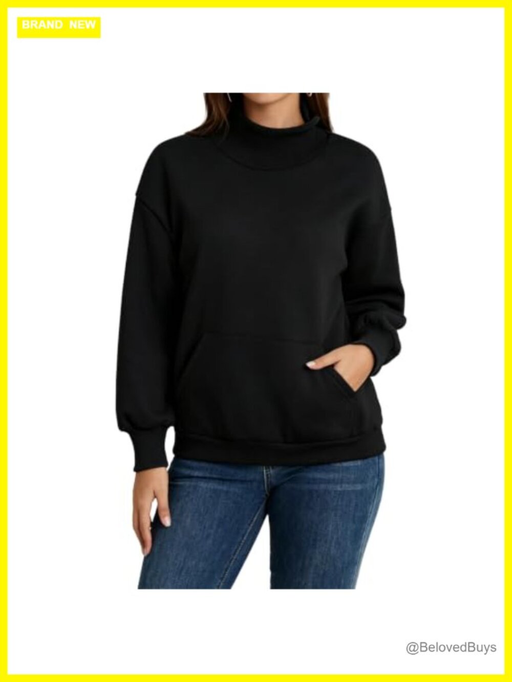 Mock Neck Oversized Sweatshirt Women Fleece Pullover With Pockets